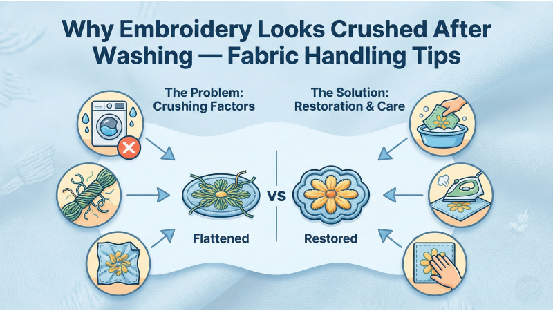 Why Embroidery Looks “Crushed” After Washing — Fabric Handling Tips