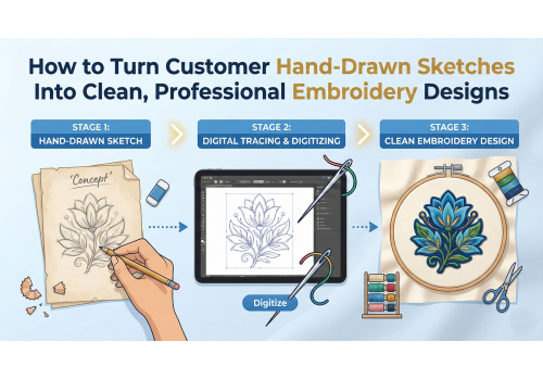 How to Turn Customer Hand-Drawn Sketches Into Clean, Professional Embroidery Designs