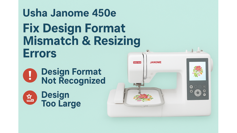 Usha Janome 450e Troubleshooting: Fix Design Format Mismatch & Resizing Errors