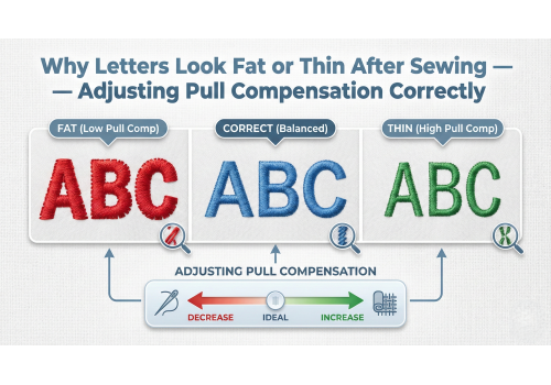 Why Letters Look Fat or Thin After Sewing — Adjusting Pull Compensation Correctly